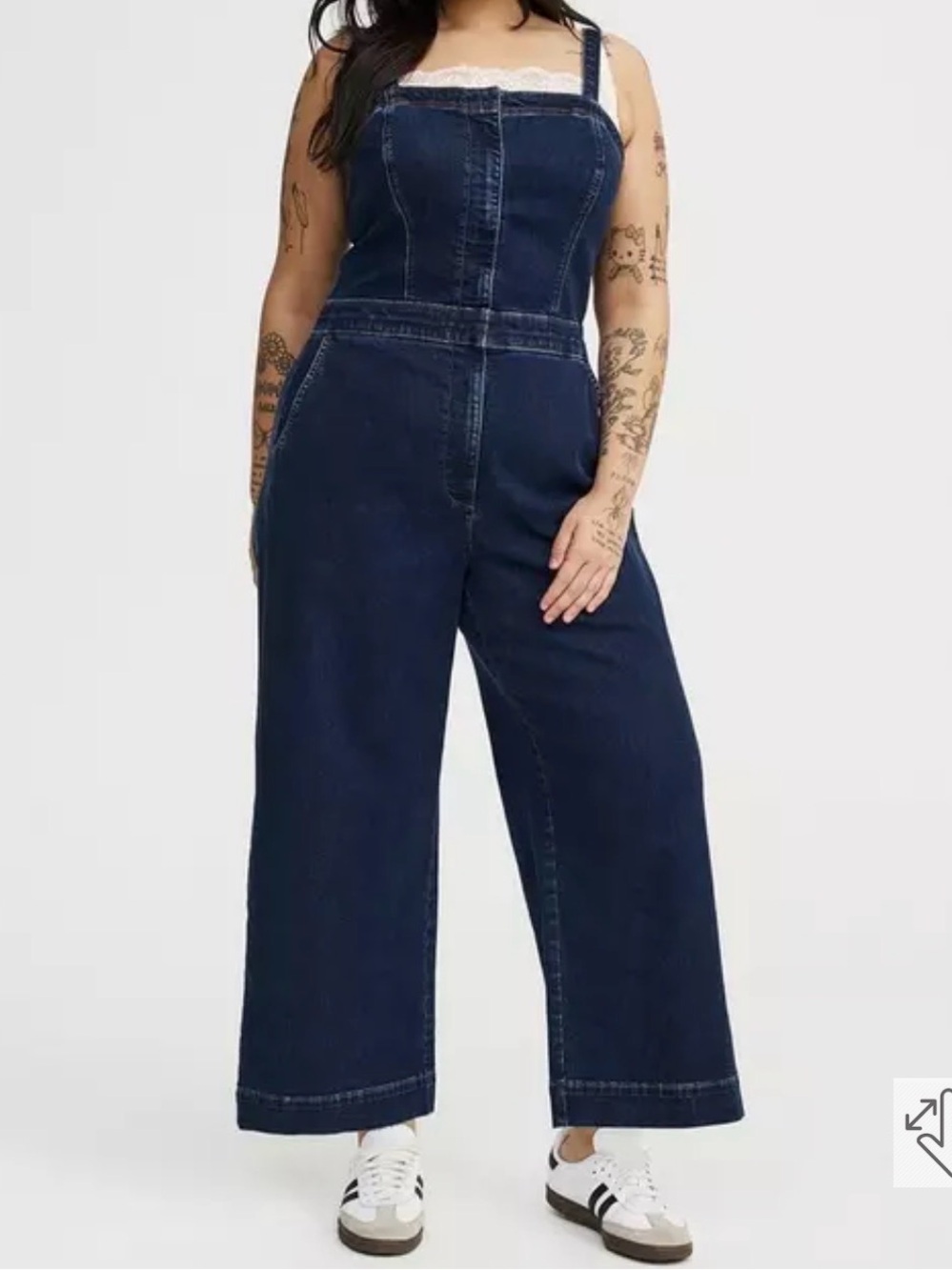 Torrid Dark Blue Denim Wide-Leg Jumpsuit